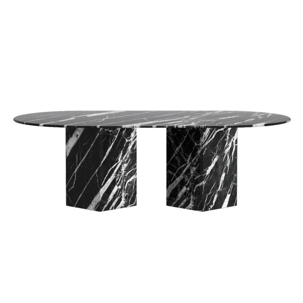 BETACH Genuine Marble Dining Room Table 8Seater Black Marble
